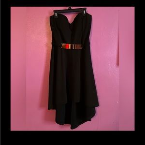 Strapless Black Belted Dress